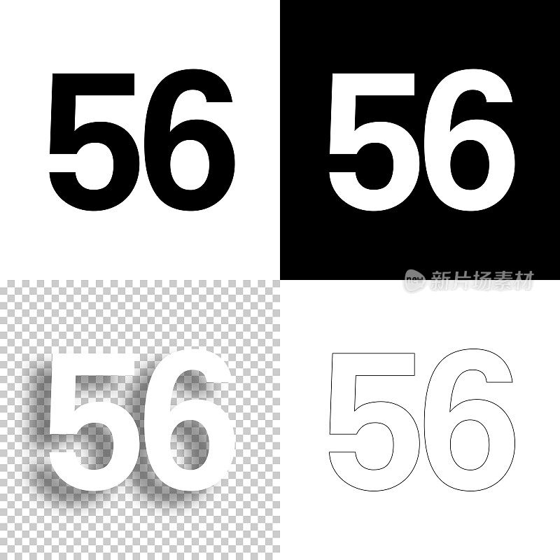 56 - 56号。图标设计。空白，白色和黑色背景-线图标
